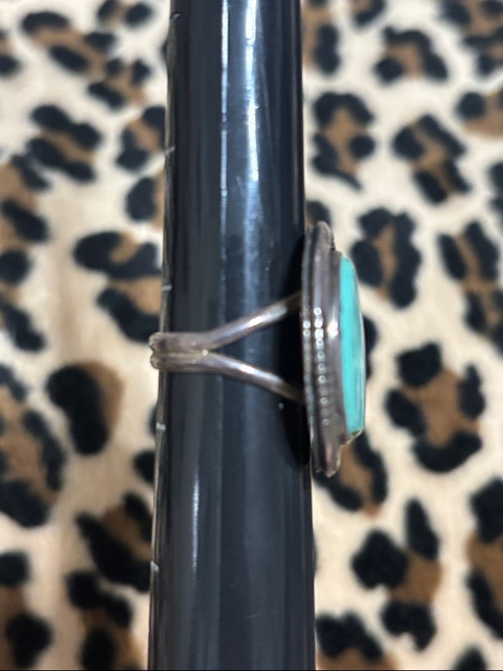 Vintage Sterling Silver 🩵 Turquoise Stone Ring 7.5 Southwest Statement - Picture 5 of 15